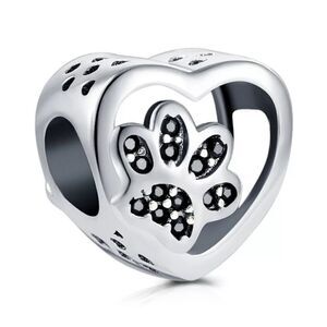 925 Sterling Silver Black Paw Charm